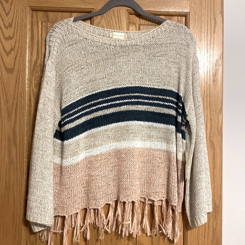 Women’s Striped Fringe Knit Sweater